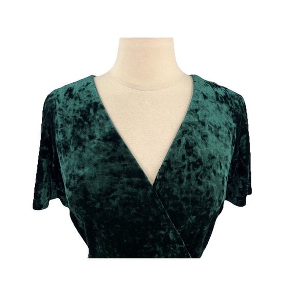 LAUREN RALPH LAUREN Green Crushed Velvet Dress Goth Whimsigoth Elegant Wedding 8 - Picture 2 of 11